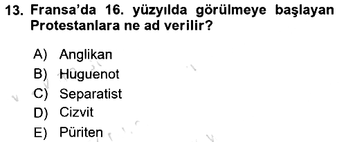 Ortaçağ-Yeniçağ Avrupa Tarihi 2024-2025 Yaz Okulu Sınavı - 13. soru