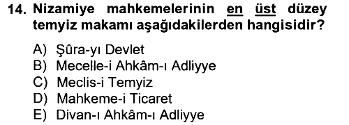 Osmanlı Devlenti’nde Yenileşme Hareketleri (1703-1876) 2013-2014 Ara Sınav - 14. soru