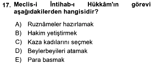 Osmanlı Devlenti’nde Yenileşme Hareketleri (1703-1876) 2023-2024 Ara Sınav - 17. soru