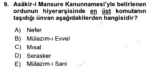 Osmanlı Devlenti’nde Yenileşme Hareketleri (1703-1876) 2025-2026 Ara Sınav - 9. soru