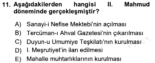 Osmanlı Devlenti’nde Yenileşme Hareketleri (1703-1876) 2025-2026 Ara Sınav - 11. soru