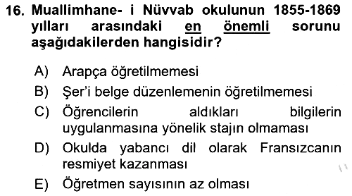 Osmanlı Devlenti’nde Yenileşme Hareketleri (1703-1876) 2025-2026 Ara Sınav - 16. soru