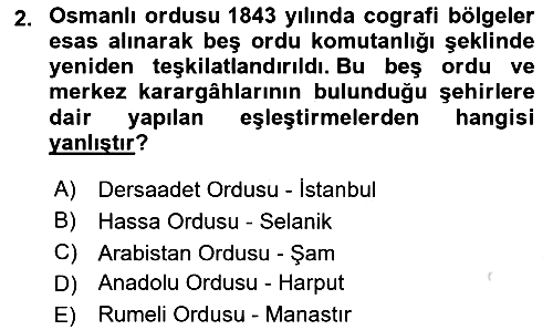 Osmanlı Devlenti’nde Yenileşme Hareketleri (1703-1876) 2024-2025 Dönem Sonu Sınavı - 2. soru
