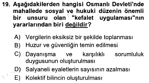Osmanlı Devlenti’nde Yenileşme Hareketleri (1703-1876) 2024-2025 Yaz Okulu Sınavı - 19. soru
