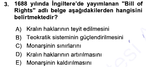 Osmanlı Devleti Yenileşme Hareketleri (1876-1918) 2015-2016 Ara Sınav - 3. soru