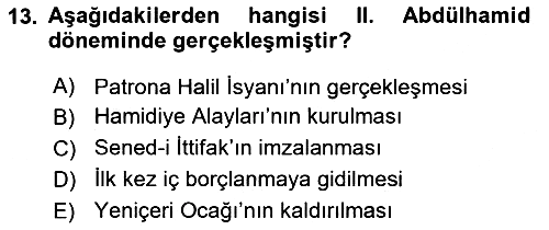 Osmanlı Devleti Yenileşme Hareketleri (1876-1918) 2023-2024 Ara Sınav - 13. soru