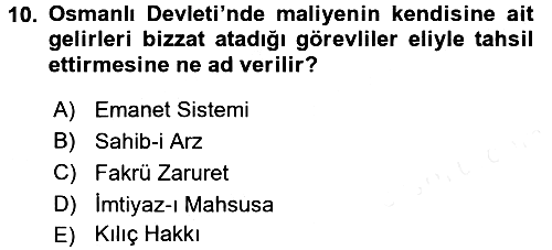 Osmanlı Devleti Yenileşme Hareketleri (1876-1918) 2017-2018 Dönem Sonu Sınavı - 10. soru
