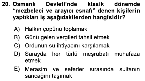 Osmanlı Devleti Yenileşme Hareketleri (1876-1918) 2019-2020 Dönem Sonu Sınavı - 20. soru