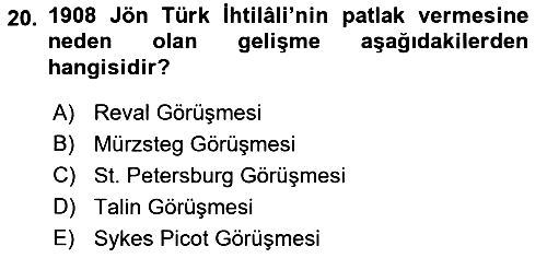 Osmanlı Diplomasisi 2017-2018 3 Ders Sınavı - 20. soru