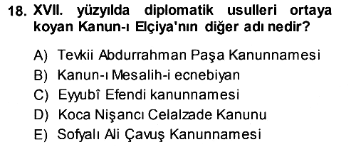 Osmanlı Diplomasisi 2013-2014 Ara Sınav - 18. soru