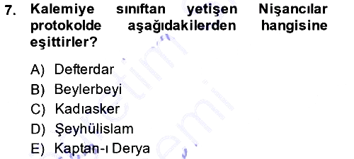 Osmanlı Diplomasisi 2014-2015 Ara Sınav - 7. soru