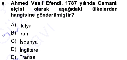 Osmanlı Diplomasisi 2014-2015 Ara Sınav - 8. soru