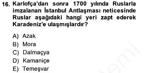 Osmanlı Diplomasisi 2014-2015 Ara Sınav - 16. soru