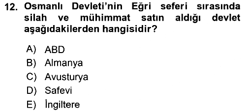 Osmanlı Diplomasisi 2015-2016 Ara Sınav - 12. soru