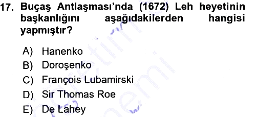 Osmanlı Diplomasisi 2015-2016 Ara Sınav - 17. soru