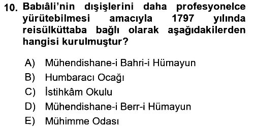 Osmanlı Diplomasisi 2016-2017 Ara Sınav - 10. soru