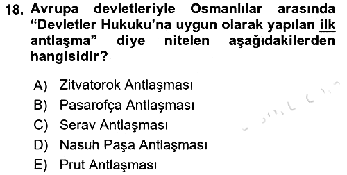 Osmanlı Diplomasisi 2016-2017 Ara Sınav - 18. soru