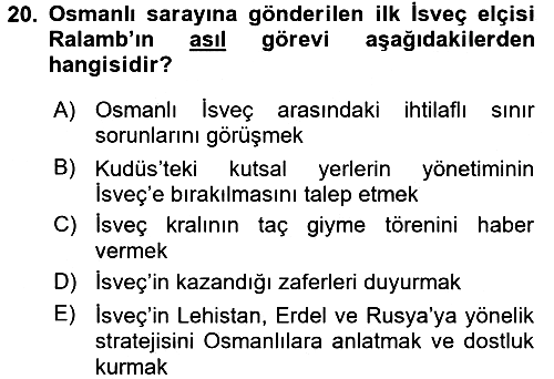 Osmanlı Diplomasisi 2016-2017 Ara Sınav - 20. soru
