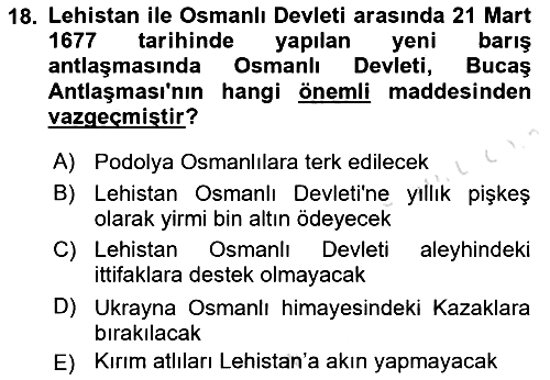 Osmanlı Diplomasisi 2017-2018 Ara Sınav - 18. soru