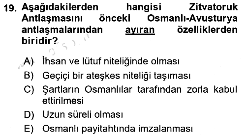 Osmanlı Diplomasisi 2017-2018 Ara Sınav - 19. soru