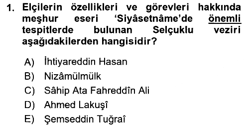 Osmanlı Diplomasisi 2018-2019 Ara Sınav - 1. soru