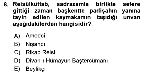 Osmanlı Diplomasisi 2019-2020 Ara Sınav - 8. soru