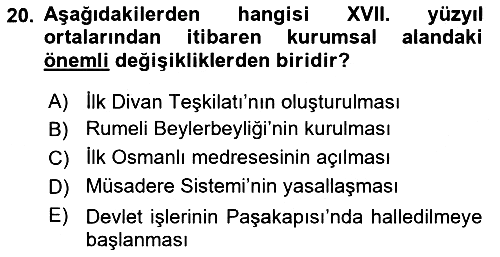 Osmanlı Diplomasisi 2021-2022 Ara Sınav - 20. soru