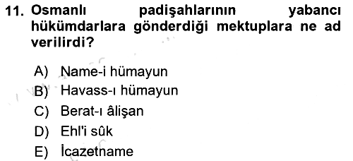 Osmanlı Diplomasisi 2023-2024 Ara Sınav - 11. soru