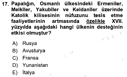 Osmanlı Diplomasisi 2024-2025 Ara Sınav - 17. soru