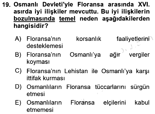 Osmanlı Diplomasisi 2025-2026 Ara Sınav - 19. soru