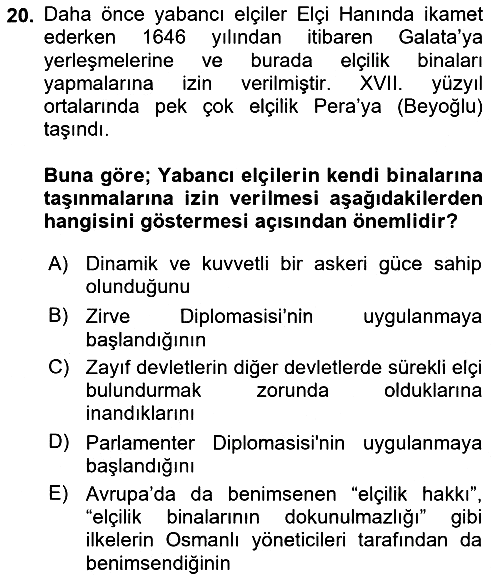Osmanlı Diplomasisi 2025-2026 Ara Sınav - 20. soru