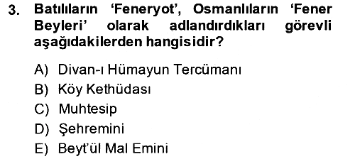 Osmanlı Diplomasisi 2014-2015 Dönem Sonu Sınavı - 3. soru