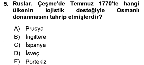 Osmanlı Diplomasisi 2015-2016 Dönem Sonu Sınavı - 5. soru