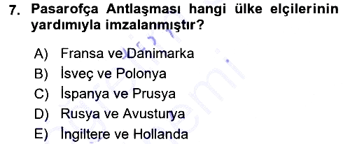Osmanlı Diplomasisi 2015-2016 Dönem Sonu Sınavı - 7. soru