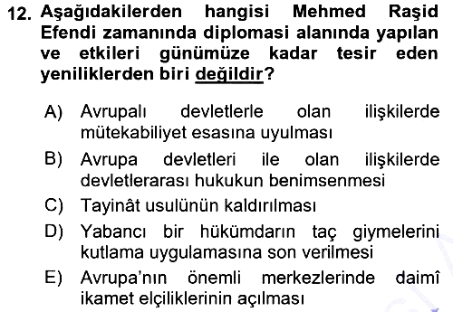 Osmanlı Diplomasisi 2015-2016 Dönem Sonu Sınavı - 12. soru