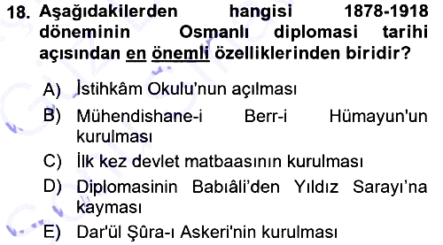 Osmanlı Diplomasisi 2015-2016 Dönem Sonu Sınavı - 18. soru