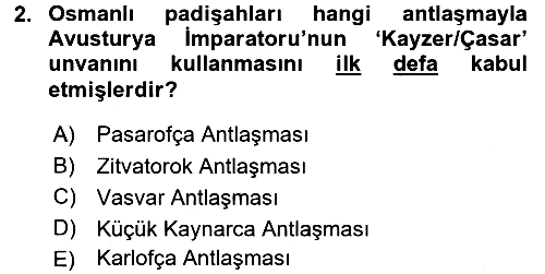 Osmanlı Diplomasisi 2016-2017 Dönem Sonu Sınavı - 2. soru