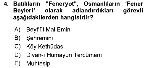 Osmanlı Diplomasisi 2016-2017 Dönem Sonu Sınavı - 4. soru