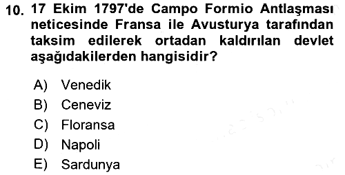 Osmanlı Diplomasisi 2016-2017 Dönem Sonu Sınavı - 10. soru