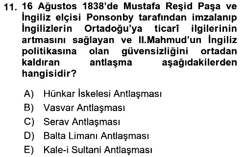 Osmanlı Diplomasisi 2016-2017 Dönem Sonu Sınavı - 11. soru