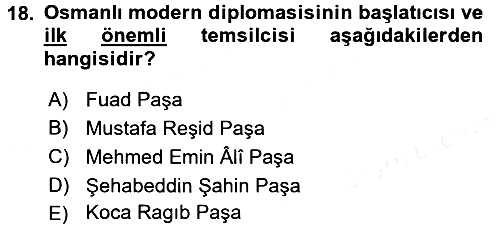 Osmanlı Diplomasisi 2016-2017 Dönem Sonu Sınavı - 18. soru