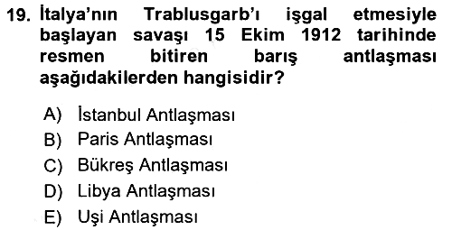 Osmanlı Diplomasisi 2016-2017 Dönem Sonu Sınavı - 19. soru