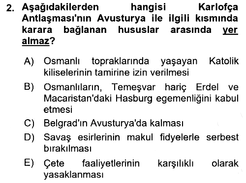Osmanlı Diplomasisi 2017-2018 Dönem Sonu Sınavı - 2. soru