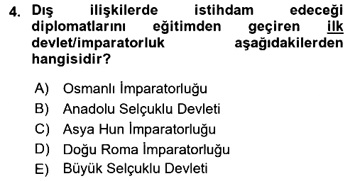 Osmanlı Diplomasisi 2017-2018 Dönem Sonu Sınavı - 4. soru