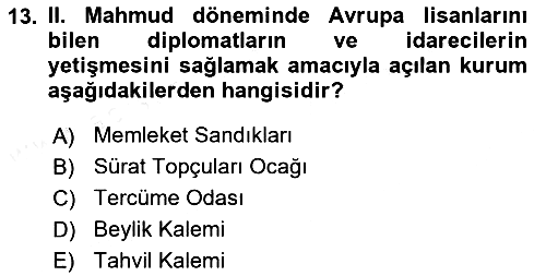 Osmanlı Diplomasisi 2017-2018 Dönem Sonu Sınavı - 13. soru