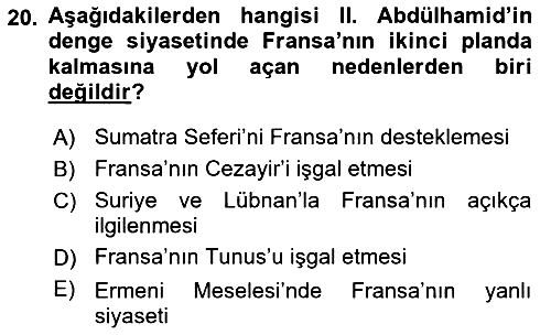 Osmanlı Diplomasisi 2017-2018 Dönem Sonu Sınavı - 20. soru