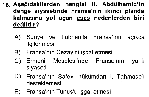 Osmanlı Diplomasisi 2018-2019 Dönem Sonu Sınavı - 18. soru