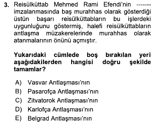 Osmanlı Diplomasisi 2019-2020 Dönem Sonu Sınavı - 3. soru
