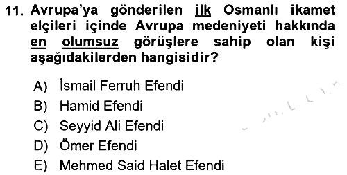 Osmanlı Diplomasisi 2019-2020 Dönem Sonu Sınavı - 11. soru
