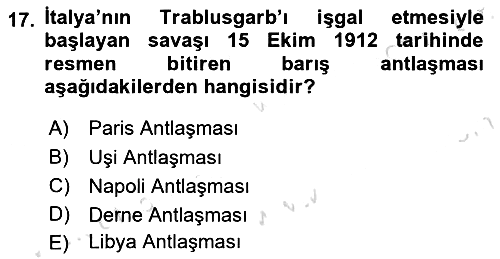 Osmanlı Diplomasisi 2019-2020 Dönem Sonu Sınavı - 17. soru